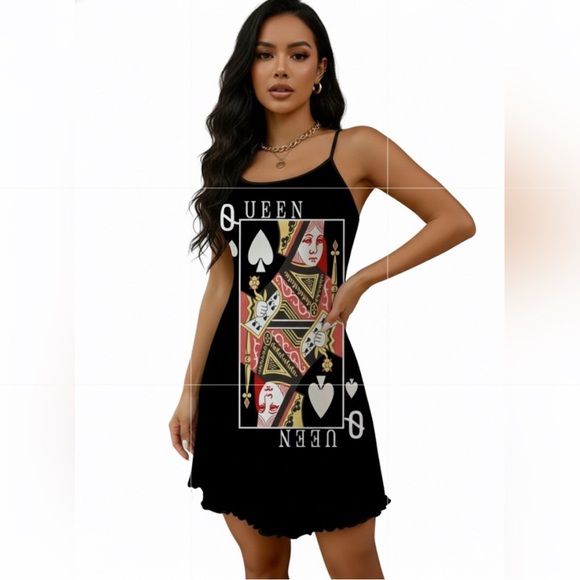 Enfocus Studio Dresses & Skirts - New! QUEEN Deck Card Summer Lounge Dress Sz L